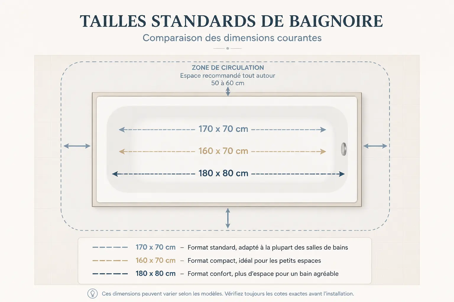 Quelle est la baignoire taille standard aujourd’hui ?