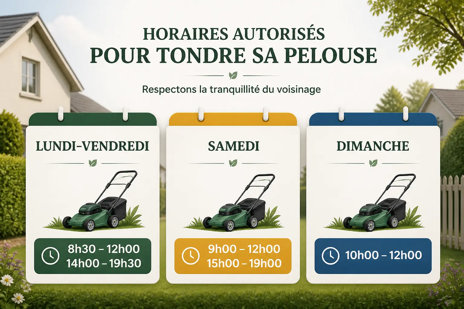 Heure pour tondre : les horaires autorisés selon le jour