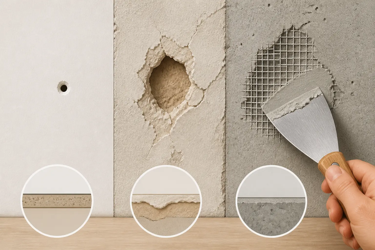 Choisir la bonne réparation selon la taille du trou et le type de mur