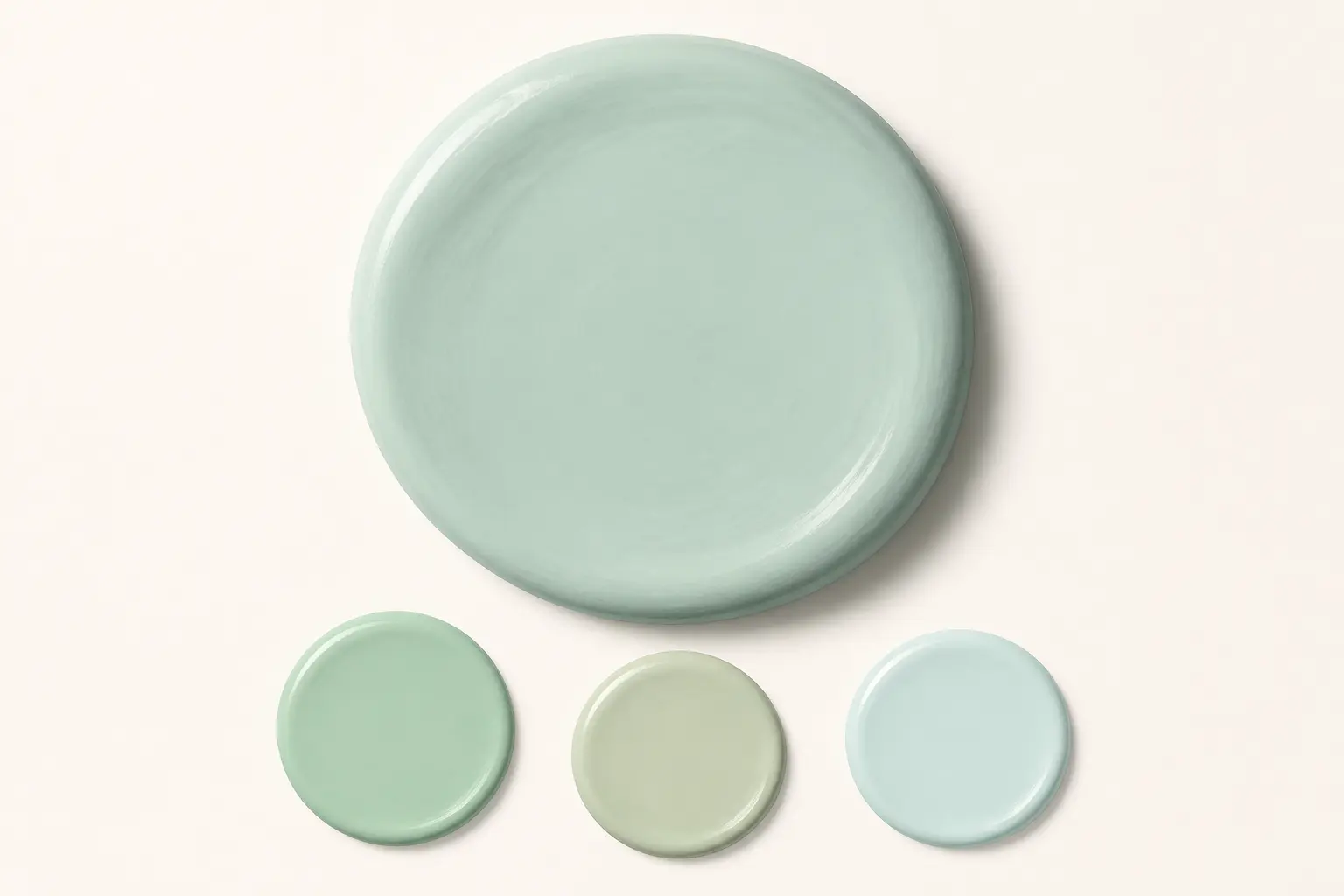 Swatch vert d’eau pâle aux nuances menthe, céladon et aqua dilué sur fond neutre.