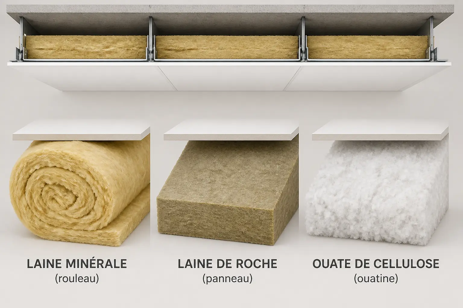 Isolation phonique plafond : comparaison de laine minérale, laine de roche et ouate de cellulose pour plafond